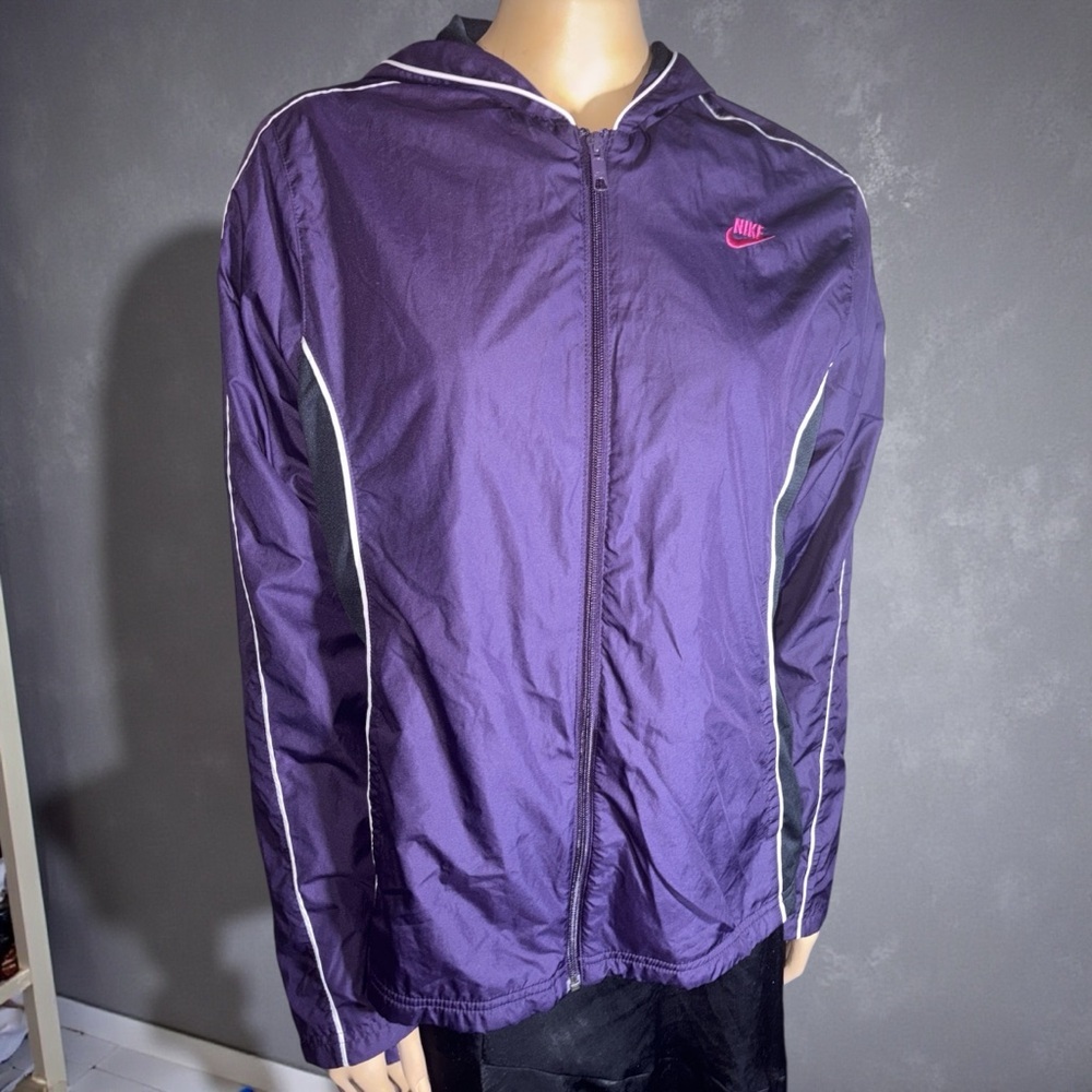 Nike Women's Purple hooded full zipper Windbreaker Jacket size L(12-14) - Picture 3 of 10